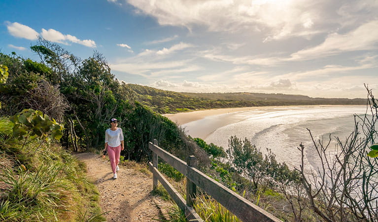 Photo of a person walking along the Three Sisters Walking Track