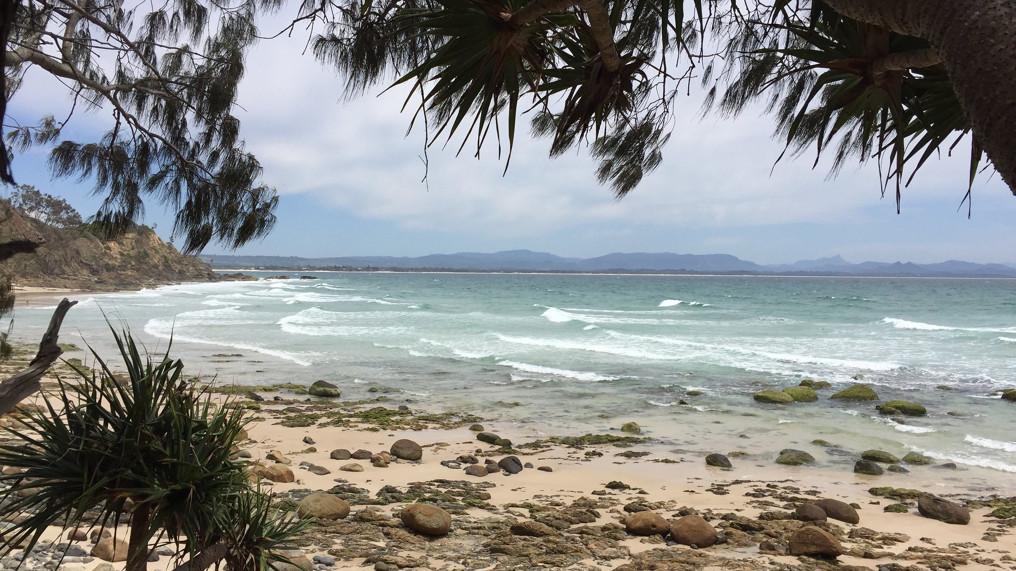 Photo of Wategos Beach taken from the shoreline